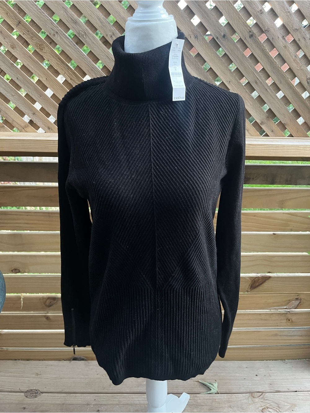 White House Black Market Black Ribbed Turtleneck Sweater
